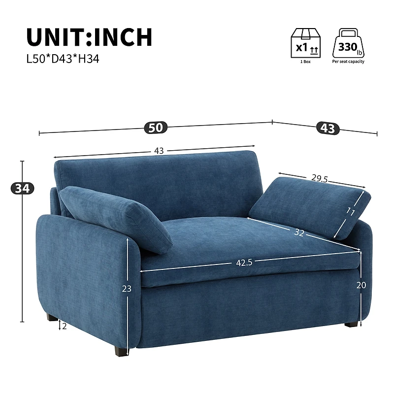 Canapé une place surdimensionnée Noble House avec coussins, fauteuil d'appoint extra large et profond