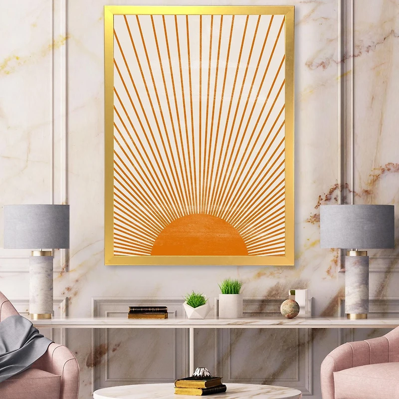 Designart Orange Sun Print III Framed Wall Art