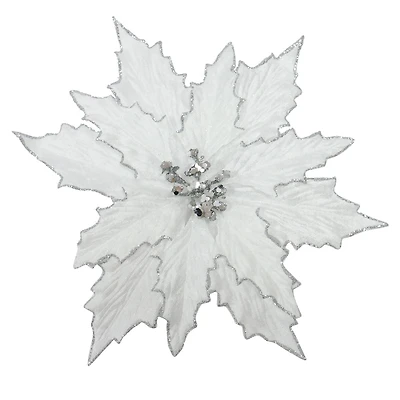 Holiday Time White Poinsettia Clip On Ornament