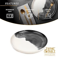 Assiette plate ronde en grès gris Thyme & Table