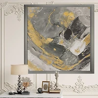 Designart Marbre Or et Noir II Art mural encadré