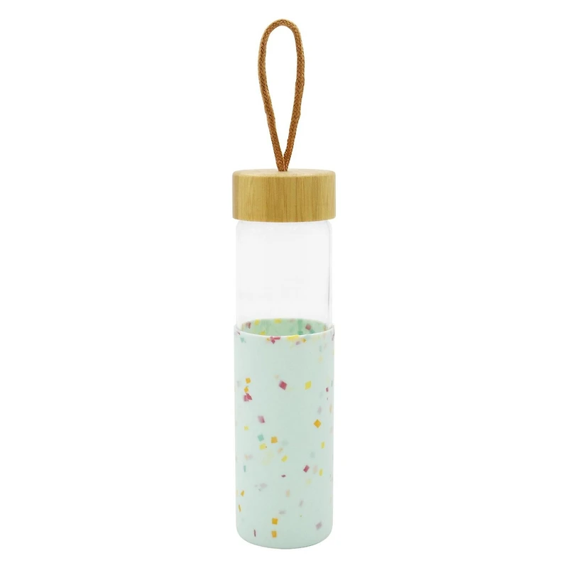 Bouteille d'eau en verre vert Hometrends avec manchon en silicone, 570 mL, 1 pièce