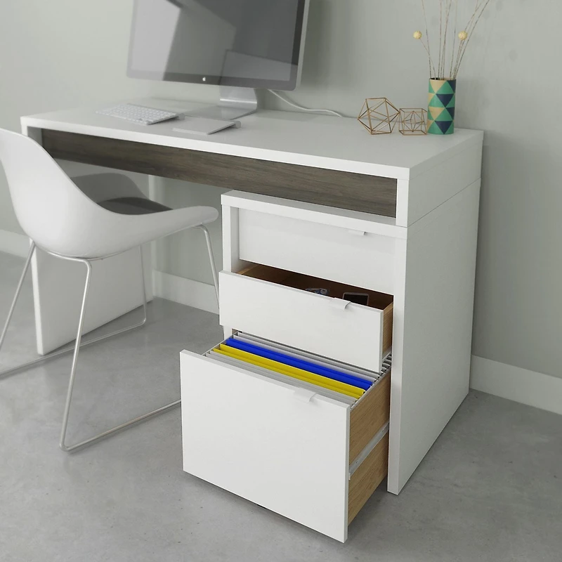 Nexera ensemble de bureau 2 pièces Chrono, Gris écorce et Blanc