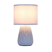 Simple Designs 11.02" Traditional Mini Modern Ceramic Texture Pastel Accent Bedside Table Desk Lamp with Matching Fabric Shade for Bedroom, Nightstand, Living Room, Entryway