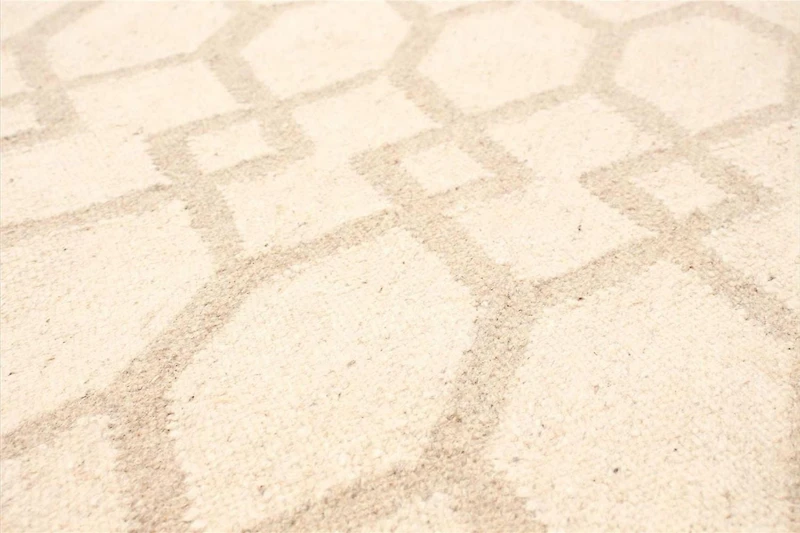 ECARPETGALLERY 5'2" x 7'10" Flat-weaves & Kilims Organica Hand Made Area Rug for Living Room, Dining Room and Bedroom in Ivory