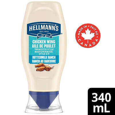 Hellmann's Trempette style mayonnaise pour ailes de poulet, saveur de ranch au babeurre 340ml
