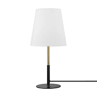 Lampe de table de 16 po noir mat/laiton/lin blanc<br>