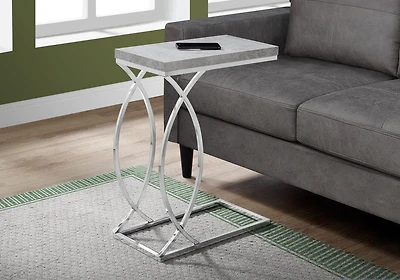 Monarch Specialties Accent Table, C-shaped, End, Side, Snack, Living Room, Bedroom, Metal, Laminate, Grey, Chrome, Contemporary, Modern