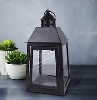Hometrends Black Glass and Metal Lantern
