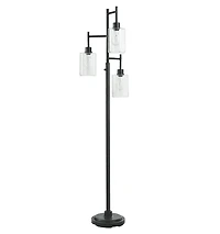 Better Homes & Gardens 63.5 in 3 Light Contemporary Black Floor Lamp Clear Glass