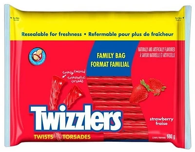 TWIZZLERS Strawberry Twists Candy, Family Bag, 680g
