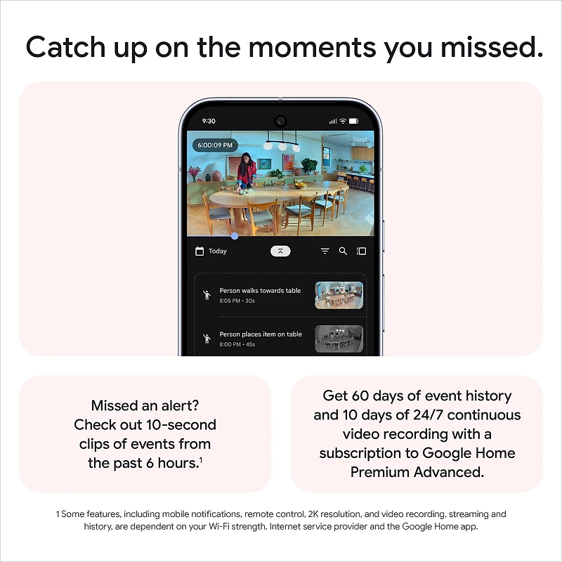 Google Nest Cam Indoor (Wired, 3rd Gen) - 2K Video and Gemini - Snow
