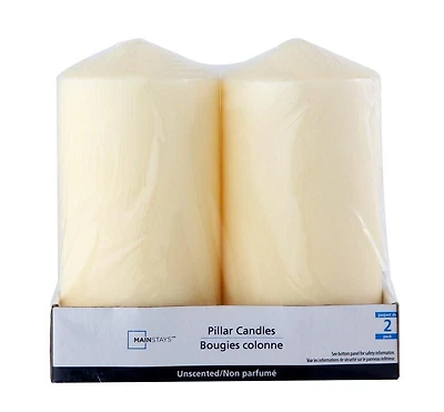 Mainstays Unscented 6" Ivory Pillar Candles