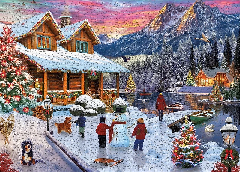NOËL CLASSIQUE - CABINE DU LAC À NOËL - PUZZLE 1000 PIÈCES
