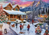 NOËL CLASSIQUE - CABINE DU LAC À NOËL - PUZZLE 1000 PIÈCES