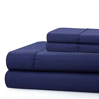 Marina Decoration 600 Thread Count Ultra Soft Deep Pocket Hotel Standard Solid Bedding Long Staple Percale Cotton All Season Sheet Set, Navy Blue Color