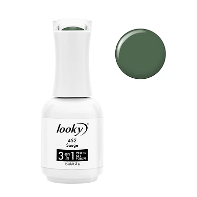 Looky 3-in-1 Gel Nail Polish, Combined Base, Color, Top Coat, Salon Quality Manicure at Home DIY, Easy Application Nail Lacquer Enamel, Quick UV LED Curing, Long Lasting Color, 15ml (0.5fl oz) 16+ sha, 3 steps in 1 bottle