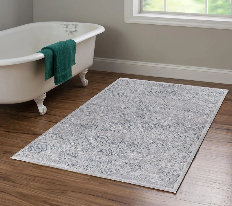 Tapis d'appoint Emerald Barton bleu & ivoire de 3 pi 3 po x 5 pi