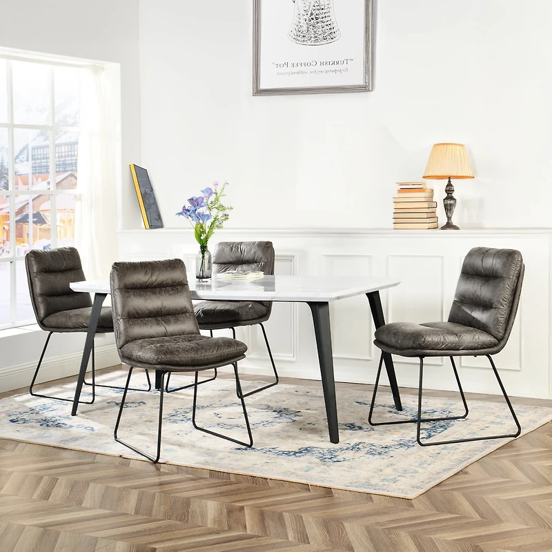 Homy Casa 5 Piece Dining Room Set - Rectangular Dining Table and 4 Industrial Side Chairs for 4 Person