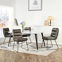 Homy Casa 5 Piece Dining Room Set - Rectangular Dining Table and 4 Industrial Side Chairs for 4 Person