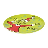 Grinch 8-Inch Melamine Plate With Snowflake Background