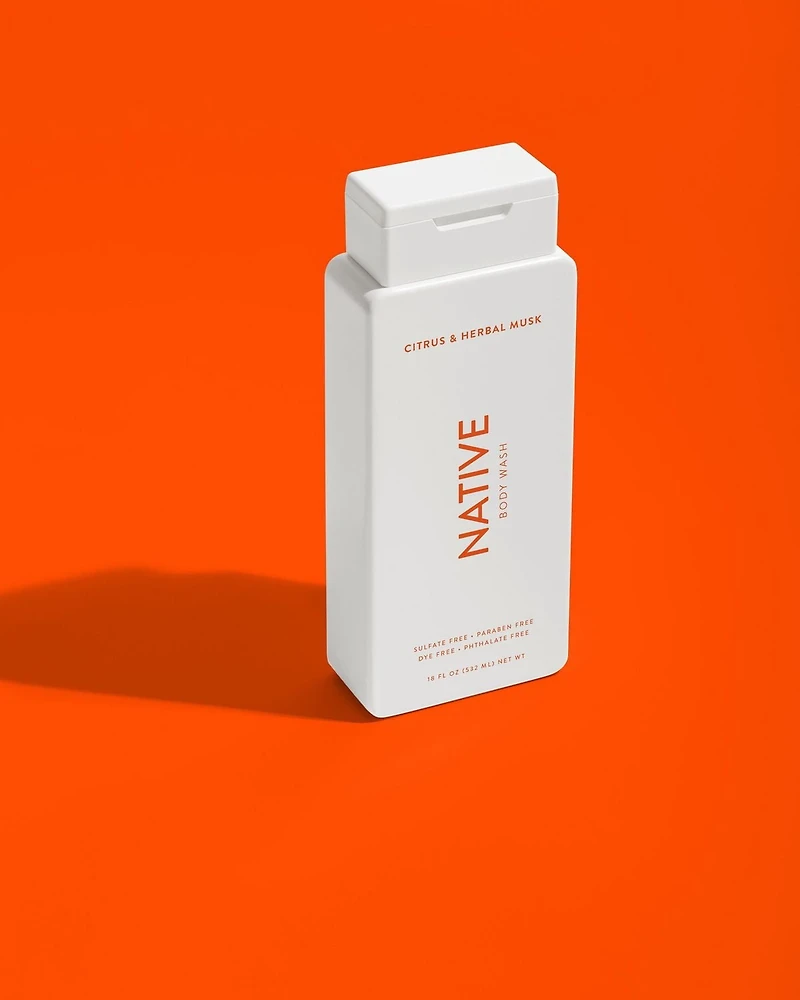 Native Natural Body Wash, Citrus & Herbal Musk, Sulfate Free, Paraben Free, 532 mL