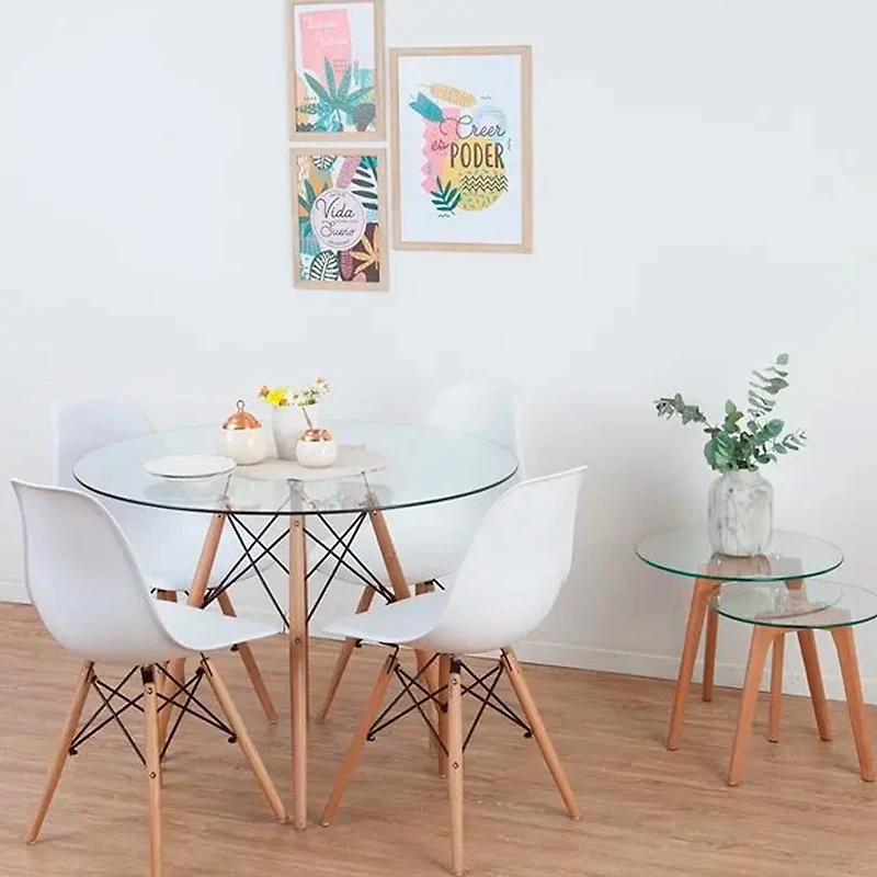 Heavenly Collection | Eiffel Glass Dining Table 32” Diameter for Dining Rooms or Outside Spaces