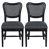 Dining Chairs Set of 2, Upholstered Side Chairs with Cane Back & Wooden Legs, Mid Century Modern Designed Chairs Living Room Kitchen Chairs
