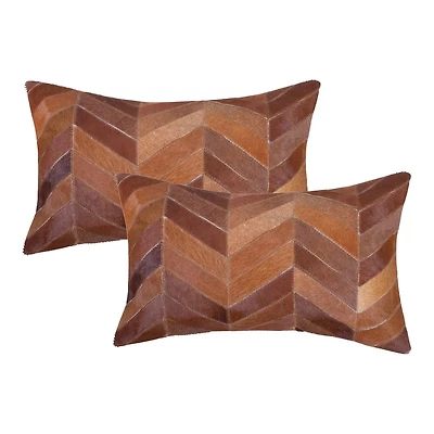 COUSSINS TORINO CHEVRON EN PEAU DE VACHE 12"X20" 2 PQT