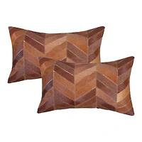 COUSSINS TORINO CHEVRON EN PEAU DE VACHE 12"X20" 2 PQT
