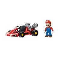 Super Mario Bros Le Film – Figurine 2,5" avec Voiture de course à tirer vers l'arrière - Mario