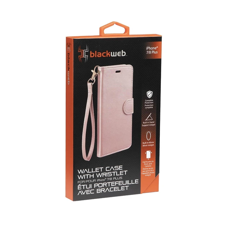 blackweb Etui Portefeuille avec Bracelet pour iPhone 7/8