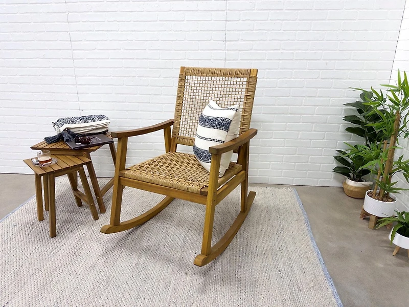 Lara rocking Chair with wicker seat and back
