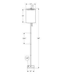 Monarch Specialties  Luminaire, 62"h, Lampadaire, Métal Noir, Abat-jour Ivoire / Crème, Contemporain