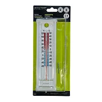 Accutemp Indoor or Outdoor Thermometer, Bracket Included, Temperature Readings in Celsius  °C and Fahrenheit and °F, White