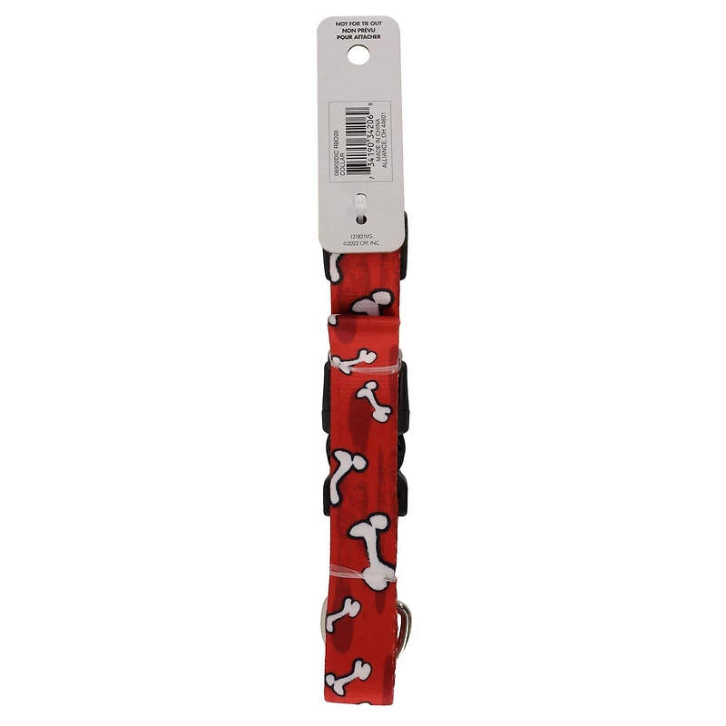 Pet Attire by Coastal Large 18-26" Red Bones Adjustable Dog Collar, Large Adjustable Collar