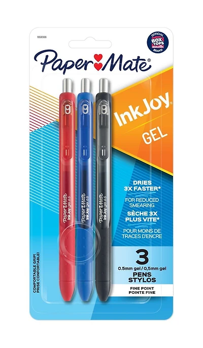 Stylos à encre gel InkJoyMD de Paper MateMD à pointe fine, couleurs variées