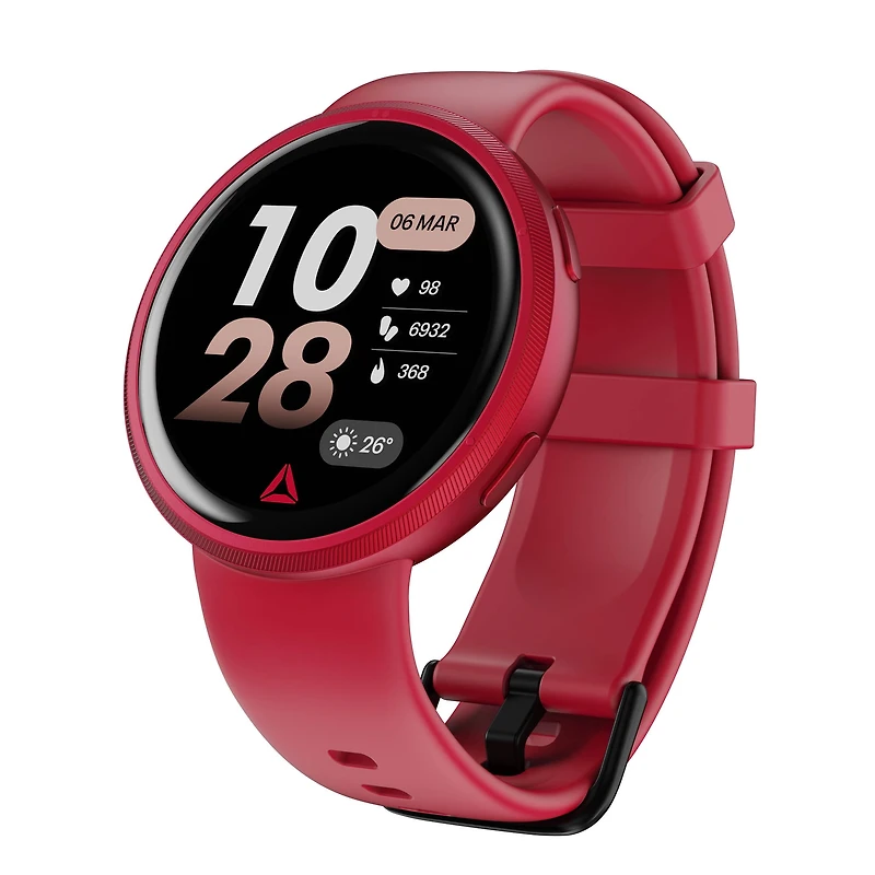 Montre connectée Reebok Stride DELTA fitness, appels Bluetooth, fréquence cardiaque et SpO₂, écran AMOLED de 1,43" , 80+ modes sportifs, autonomie de 10 jours, étanche IP68, compatible Android/iOS