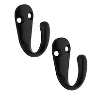 Era Single Hook 2-Pack Black, 1.70 x 0.67 x 1.42 in