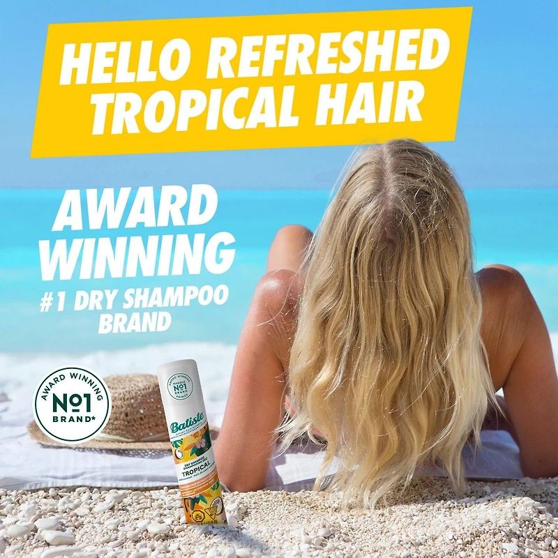 Batiste Tropical Dry Shampoo Mini Travel Size, 50 mL, Instant Hair Refresh