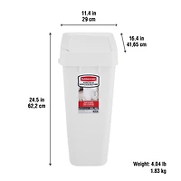 Poubelle de cuisine Rubbermaid de 46 litres à couvercle tactile, conteneur blanc 12,2 gallons