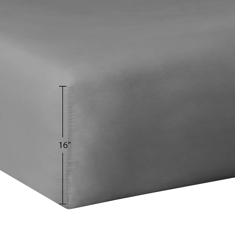 Mainstays 4-Piece 300 Thread Count Grey- CVC Cotton Blend Bed Sheet Set, Double (Adult), Double Sheet Set