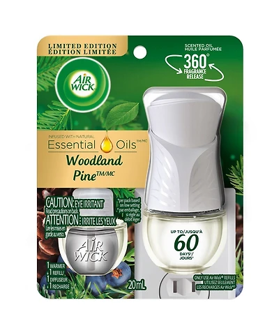 Kit d'huile parfumée Air Wick (1 réchaud + 1 recharge),Mystique des bois , assainisseur d'air