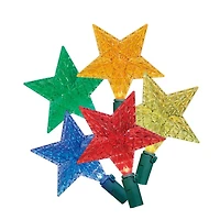 Holiday Time 50-Count Multicolor LED Star Christmas Lights, with Green Wire, 10.5', 3.5" (8.9 cm) bulb spacing