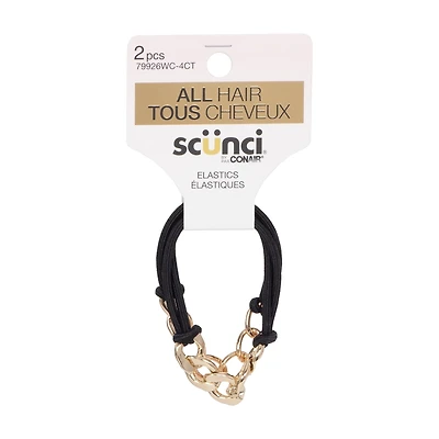 Scünci 2 Pk Gold Chain Ponytailers