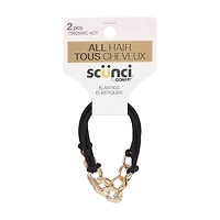 Scünci 2 Pk Gold Chain Ponytailers