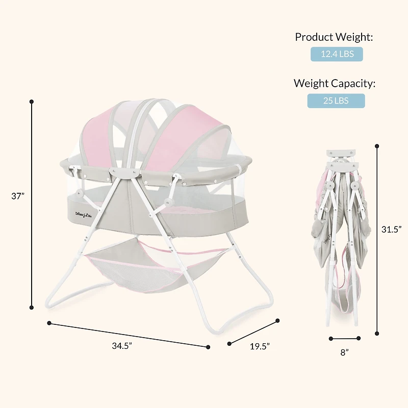 Dream On Me Karley, Portable, Lightweight, Folding Bassinet, Foldable Bassinet
