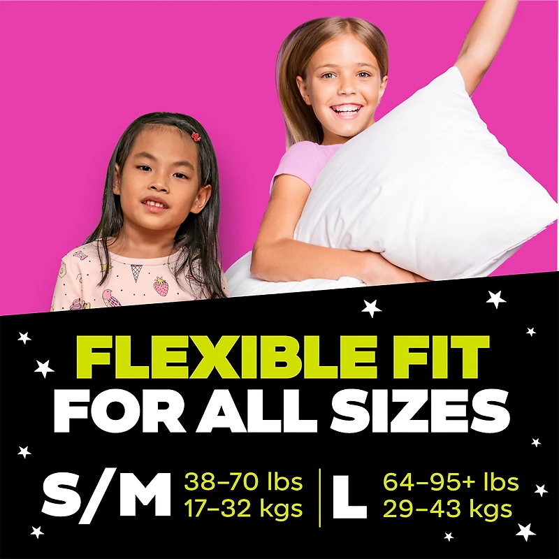 Ninjamas Nighttime Bedwetting Underwear Girl, Sizes S/M - L/XL, 34-44 Count