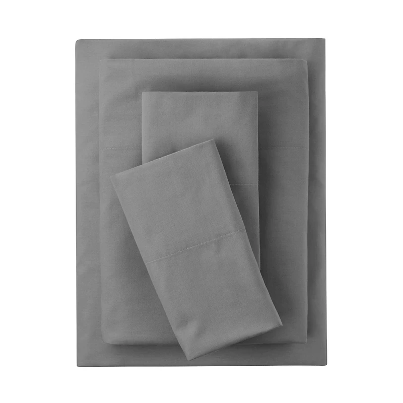 Mainstays 4-Piece 300 Thread Count Grey- CVC Cotton Blend Bed Sheet Set, Double (Adult), Double Sheet Set