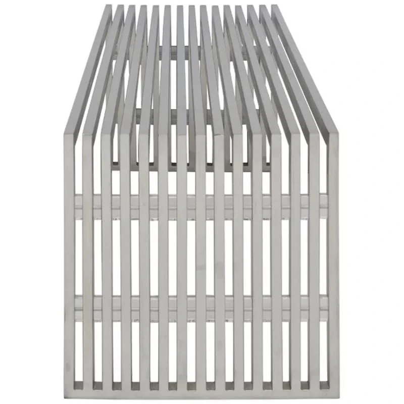 Vixey Medium Bench in Chrome, Metal Bench, Brushed Bench in Chrome, Medium Metal Bench, Entry Bench, Metal Modern Bench in Brushed finish